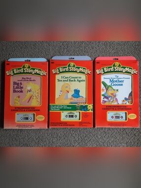 Vintage Big Bird Story Magic Lot of 3 Cassette & Storybooks